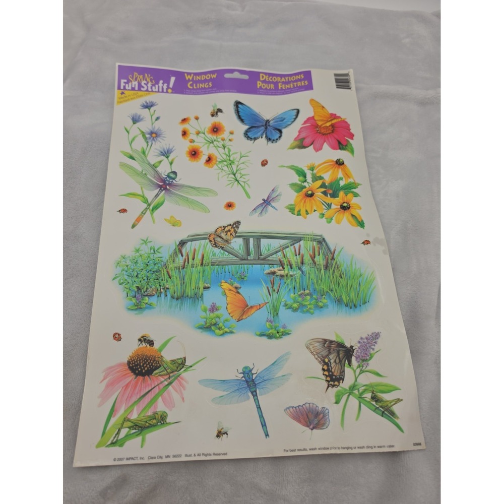Vtg Nos 2007 Impact Inc Floral Butterfly Window Clings Static Vinyl Sheet